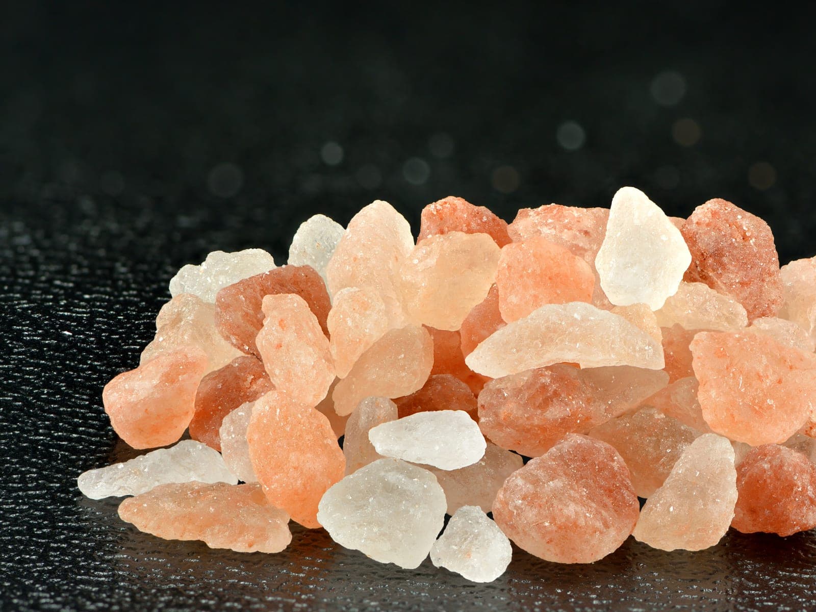 Coarse crystals of pink Himalayan salt from Pakistan