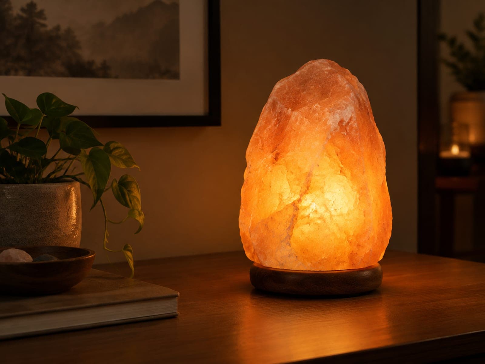 Natural pink salt lamps: Natural, fire-bowl and geometric